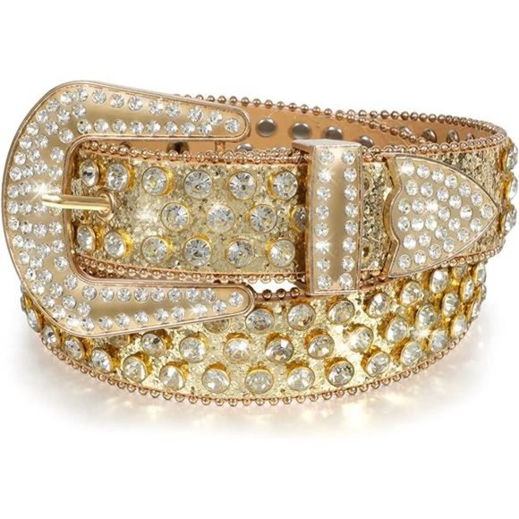 WOMEN Men Rhinestones Belt D-gold